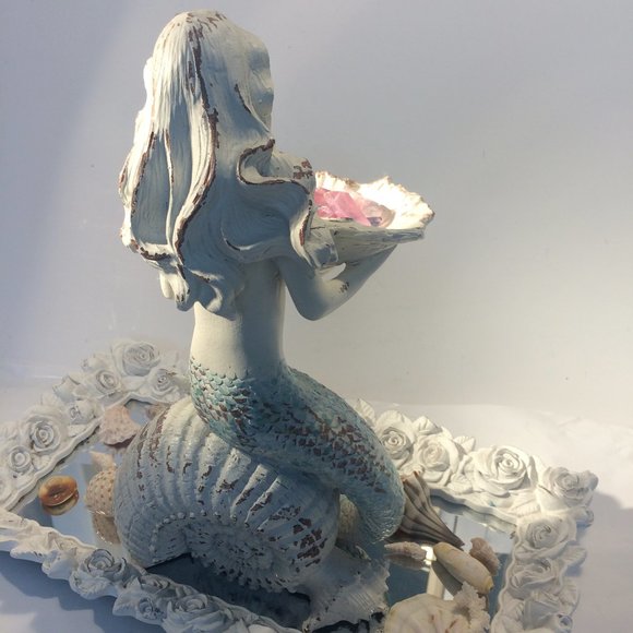 Mermaid Sculpture sitting on Sea Shell - Picture 3 of 7